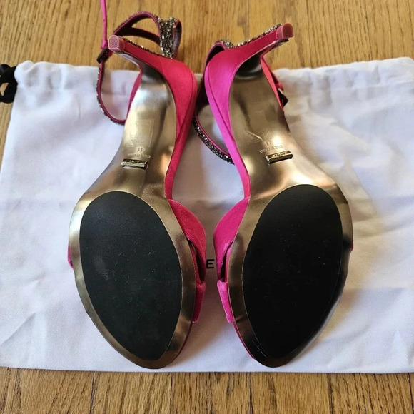 NWB! Reiss pink velvet sandals with stone detail size 41/ US 10 - Picture 5 of 6